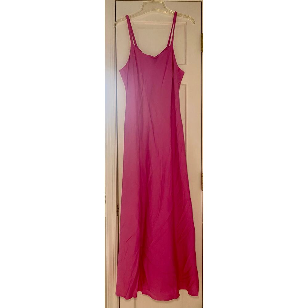 Lennie for Nina Leonard Maxi Linen Dress Sleeveless Pink Lined Sz 10